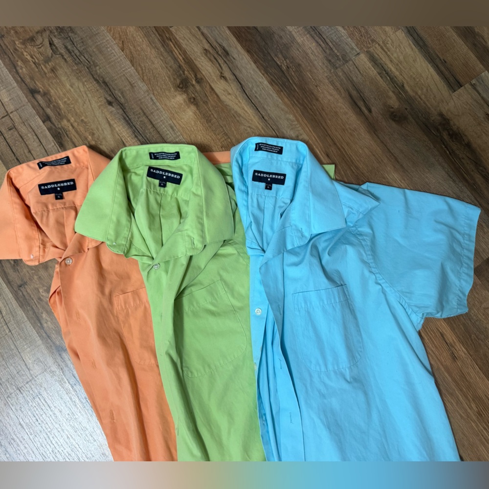 Saddlebred Men's Casual Button Down Short Sleeve Shirts Bundle Size XL 3 Pack